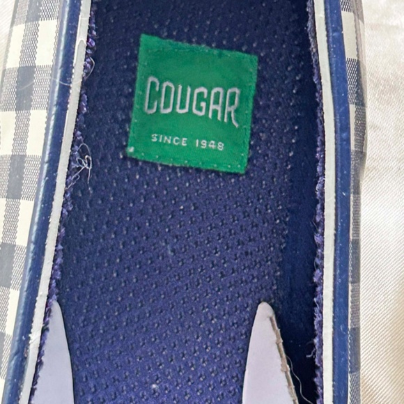 RAIN SHOES, RUBBER, LADIES SZ 8, WATERPROOF, NAVY GINGHAM, BY COUGAR, NEW NEVER - Picture 4 of 11
